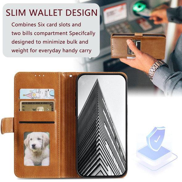 For Xiaomi Redmi Note 13 4G Simple 6-Card Wallet Leather Phone Case(Brown)