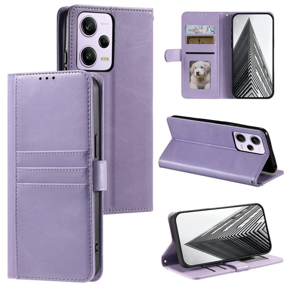 For Xiaomi Redmi Note 12 Pro 5G Simple 6-Card Wallet Leather Phone Case(Purple)
