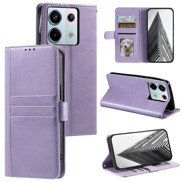 For Xiaomi Redmi Note 13 Pro 5G Simple 6-Card Wallet Leather Phone Case(Purple)