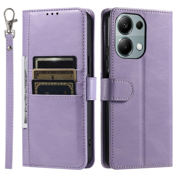 For Xiaomi Redmi Note 13 Pro 4G Simple 6-Card Wallet Leather Phone Case(Purple)