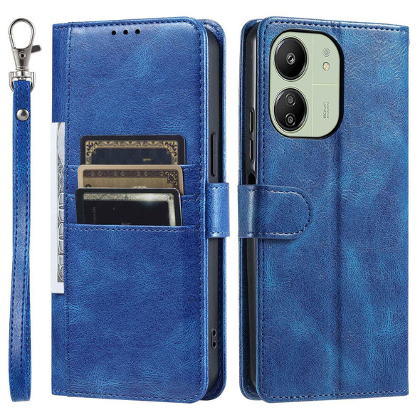 For Xiaomi Redmi 13C 4G/5G Simple 6-Card Wallet Leather Phone Case(Blue)