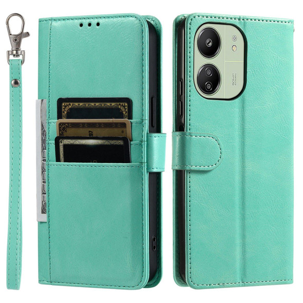 For Xiaomi Redmi 13C 4G/5G Simple 6-Card Wallet Leather Phone Case(Green)