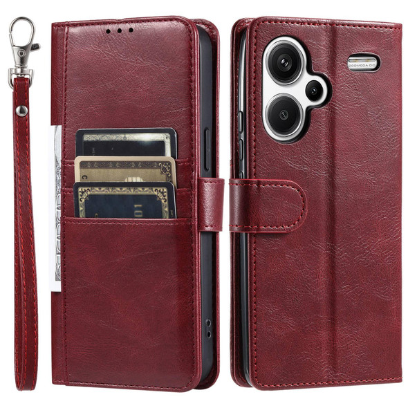 For Xiaomi Redmi Note 13 Pro+ Simple 6-Card Wallet Leather Phone Case(Wine Red)