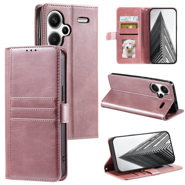 For Xiaomi Redmi Note 13 Pro+ Simple 6-Card Wallet Leather Phone Case(Rose Gold)