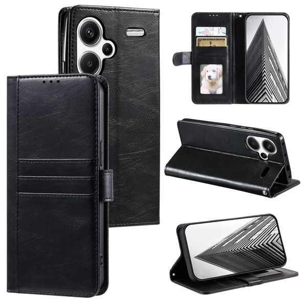 For Xiaomi Redmi Note 13 Pro+ Simple 6-Card Wallet Leather Phone Case(Black)
