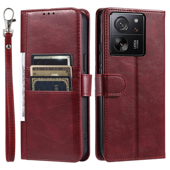 For Xiaomi Redmi K60 Ultra Simple 6-Card Wallet Leather Phone Case(Wine Red)