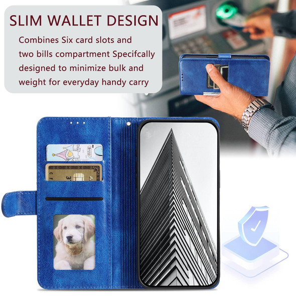 For Xiaomi Redmi Note 13 Pro 5G Simple 6-Card Wallet Leather Phone Case(Blue)