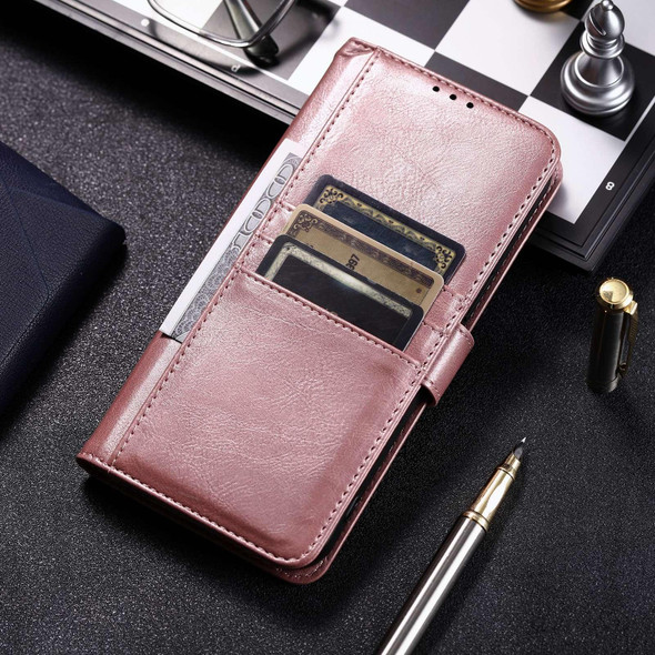For Xiaomi Redmi Note 12S Simple 6-Card Wallet Leather Phone Case(Rose Gold)