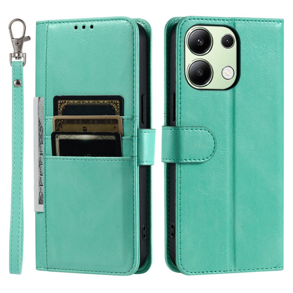 For Xiaomi Redmi Note 13 4G Simple 6-Card Wallet Leather Phone Case(Green)