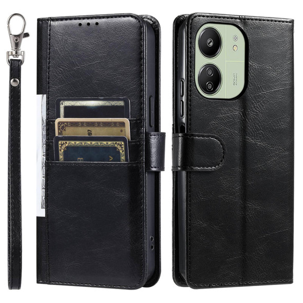 For Xiaomi Poco C65 Simple 6-Card Wallet Leather Phone Case(Black)