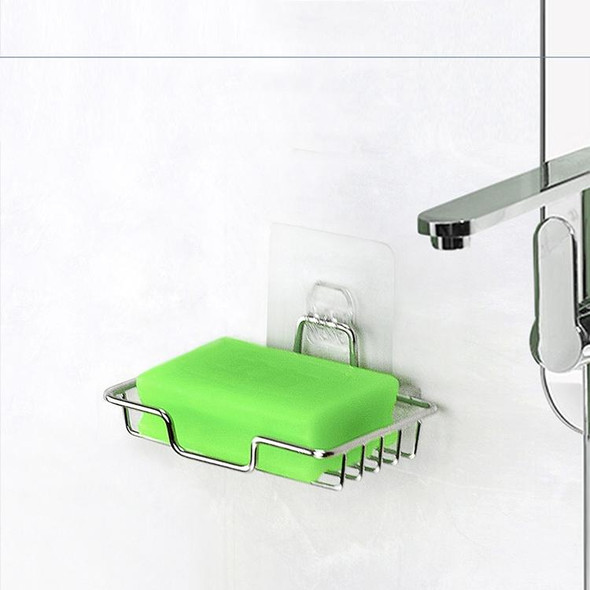 4 PCS Stainless Steel Wall-Mounted Bathroom Soap Storage Rack, Style: Single Layer With Sticker