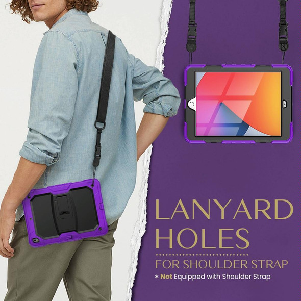 Shockproof Colorful Silica Gel + PC Protective Case with Holder & Shoulder Strap - iPad 10.2 2021 / 2020 / 2019(Purple)