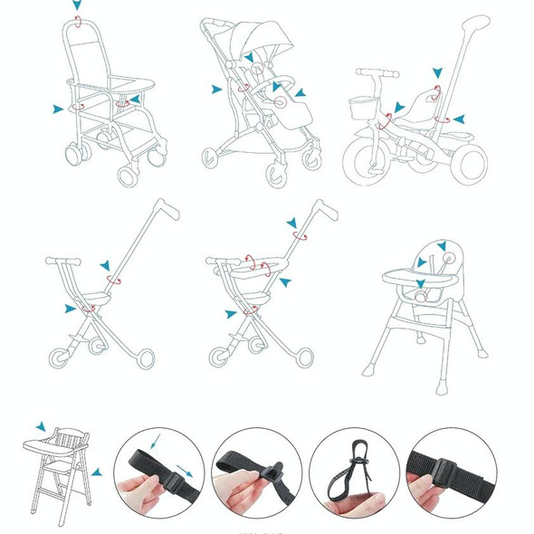 Baby Dining Chair Stroller Safety Strap Five-Point  Type A Version + Fixed Strap + Thick Shoulder Pad + Large Crotch Protector(Pink)