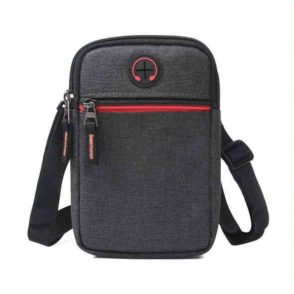 5.5-6.5 inch Mobile Phones Universal Canvas Waist Bag with Shoulder Strap & Earphone Jack(Black)