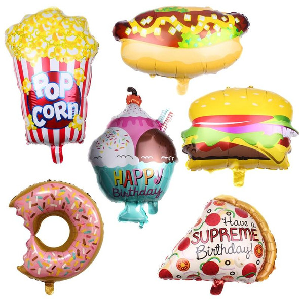 5 PCS Pizza Hot Dog Popcorn Donut Burger Aluminum Film Balloon Birthday Party Decoration Balloon(E)