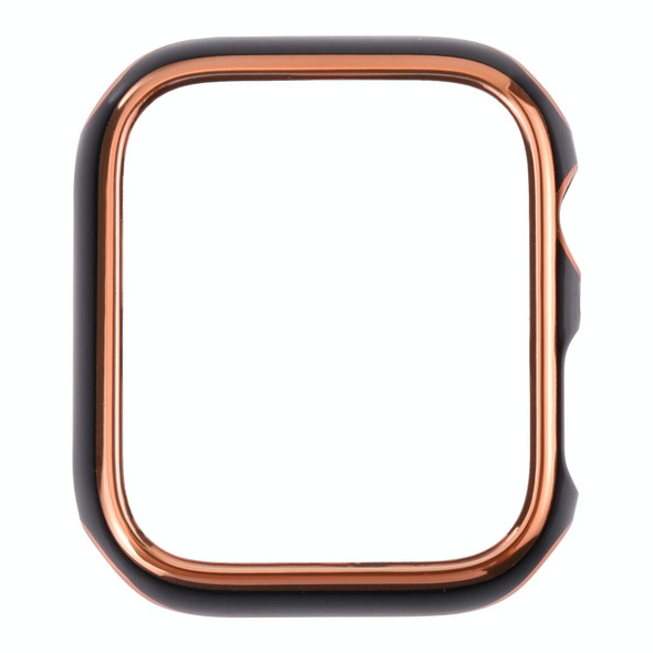 Dual-color Electroplating PC Protective Watch Case - Apple Watch Series 7 & 6 & SE & 5 & 4 44mm(Rose Gold Edge + Black Bottom)