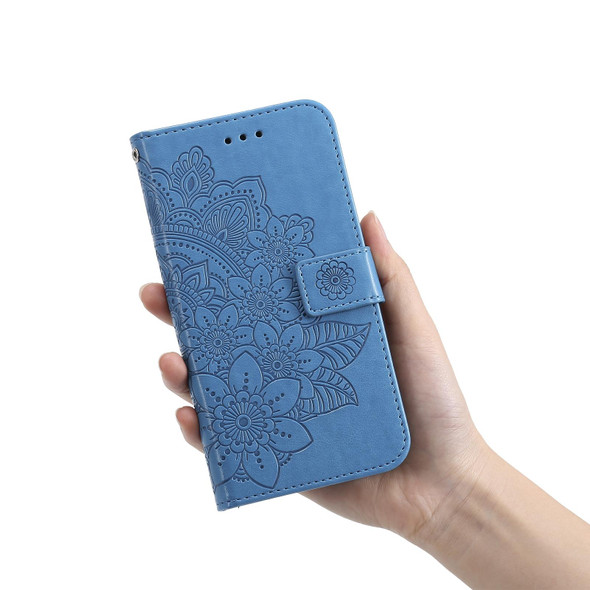 Infinix Smart 5 / HOT10 Lite 7-petal Flowers Embossing Pattern Horizontal Flip PU Leather Case with Holder & Card Slots & Wallet & Photo Frame(Blue)