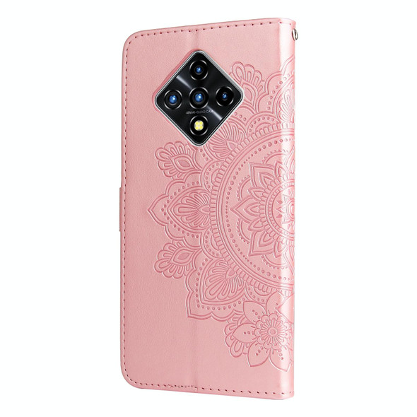 Infinix Zero 8 7-petal Flowers Embossing Pattern Horizontal Flip PU Leather Case with Holder & Card Slots & Wallet & Photo Frame(Rose Gold)