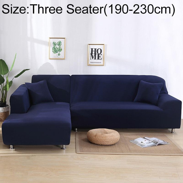 Sofa All-inclusive Universal Set Sofa Full Cover Add One Piece of  Pillow Case, Size:Three Seater(190-230cm)(Dark Blue)