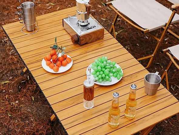 Foldable Outdoor Wooden Table with Carry Bag - 59 x 117 x 42cm