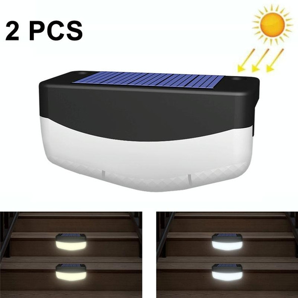 2 PCS Solar Steps Lamp Outlet Landscape Garden Wall Lights(White)