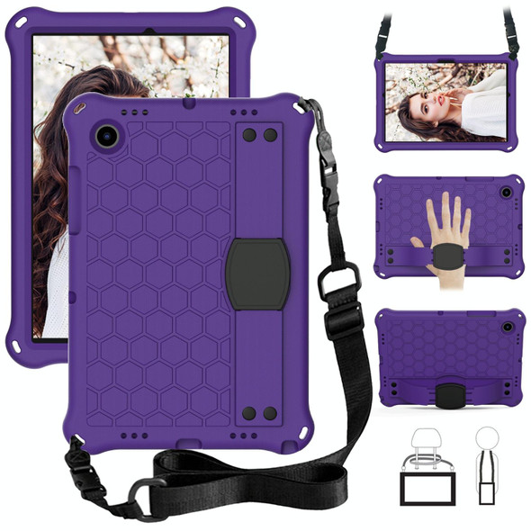 Galaxy Tab A8 10.5 2021 X200/X205 Honeycomb EVA+PC Tablet Case with Strap(Purple+Black)