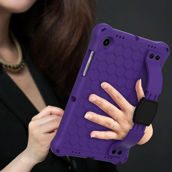 Galaxy Tab A8 10.5 2021 X200/X205 Honeycomb EVA+PC Tablet Case with Strap(Purple+Black)