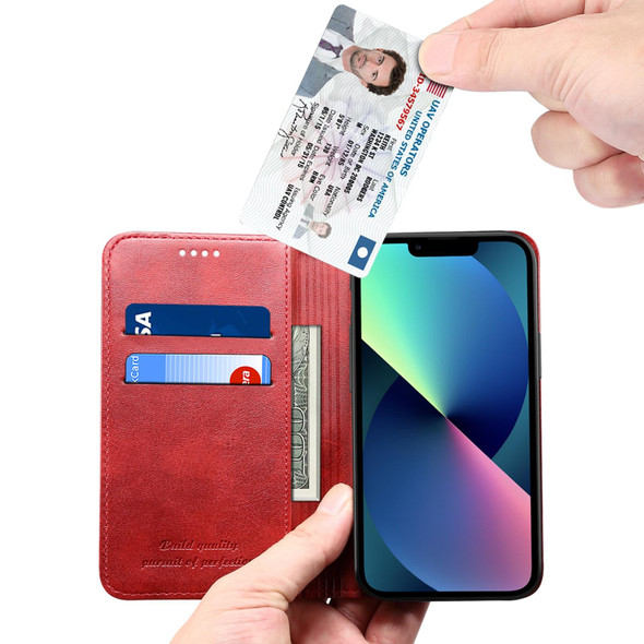 Calf Texture Horizontal Flip Leatherette Case with Holder & Card Slots & Wallet - iPhone 13 mini(Red)