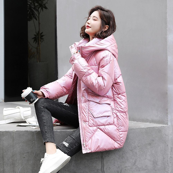 Glossy Thickening Down Padded Jacket (Color:Pink Size:XXL)