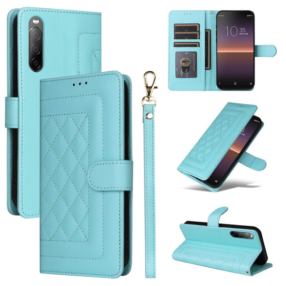 For Sony Xperia 10 II Diamond Lattice Leather Flip Phone Case(Mint Green)