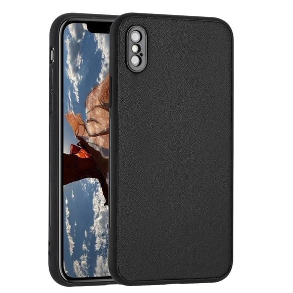 For iPhone XS Max R20 Leather Pattern Phone Single Case(Black)