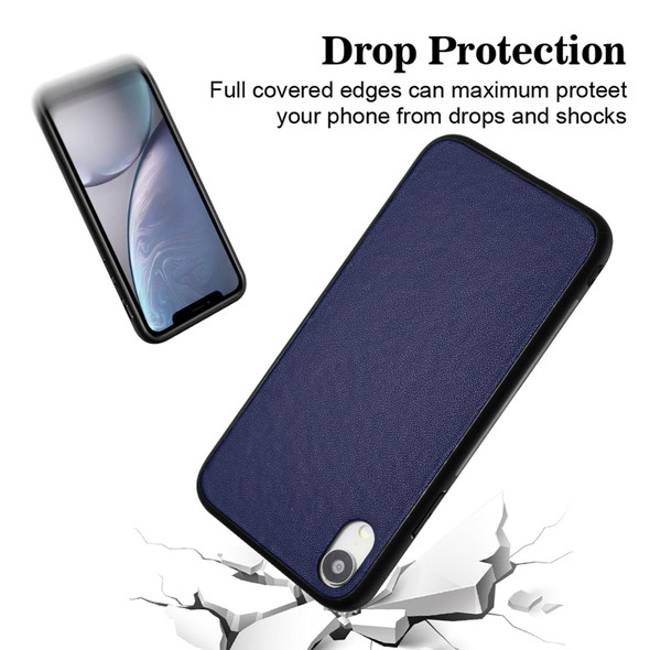 For iPhone XR R20 Leather Pattern Phone Single Case(Blue)