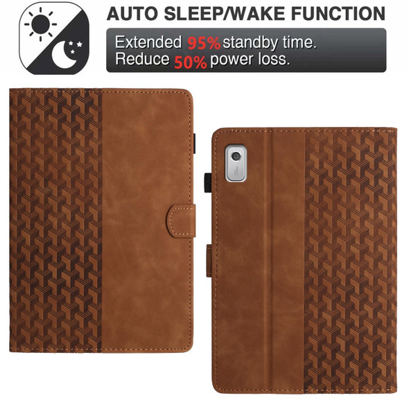 For Lenovo Tab P11 Gen 2 Building Blocks Embossed Leather Smart Tablet Case(Brown)