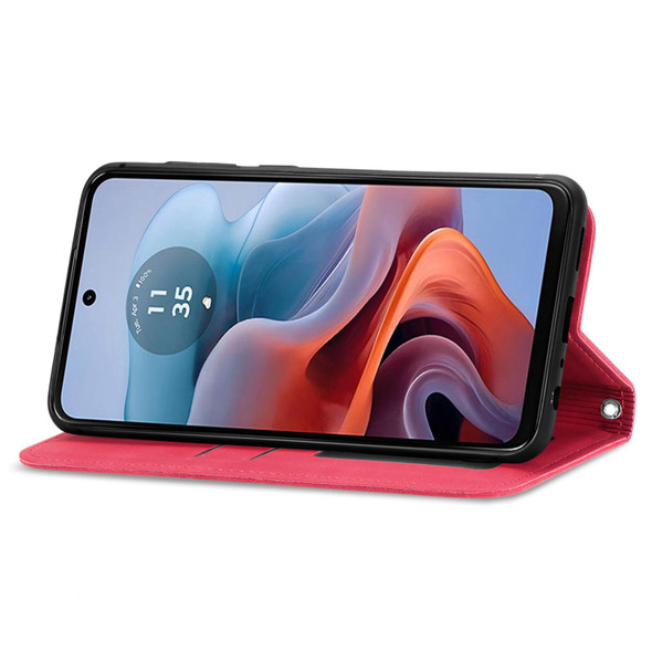 For Motorola  Moto G34 Retro Skin Feel Magnetic Flip Leather Phone Case(Red)