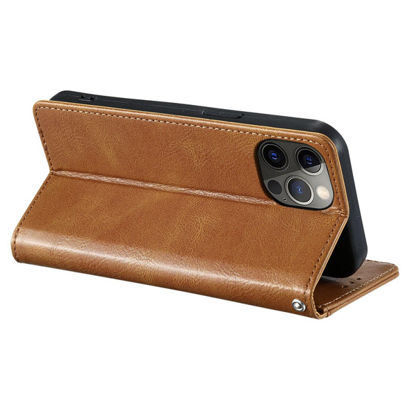 For iPhone 12 Pro Max Simple 6-Card Wallet Leather Phone Case(Brown)