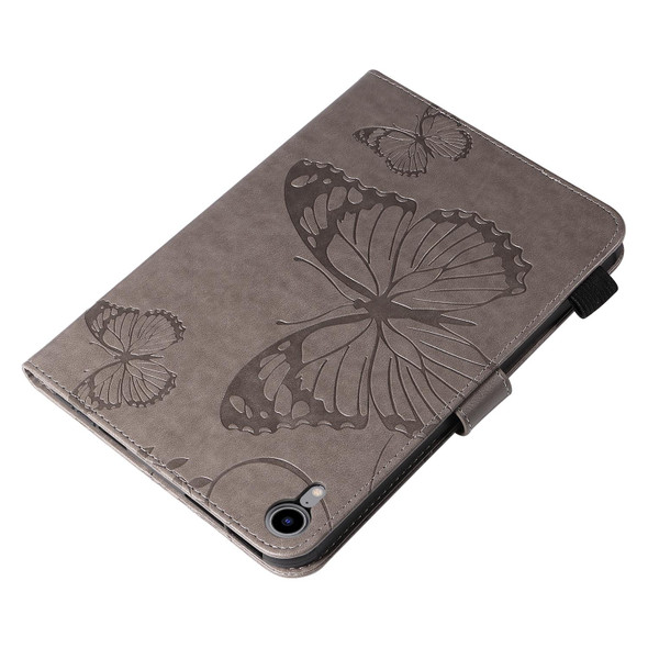 Pressed Printing Butterfly Pattern Horizontal Flip Leather Tablet Case - iPad mini 6(Grey)