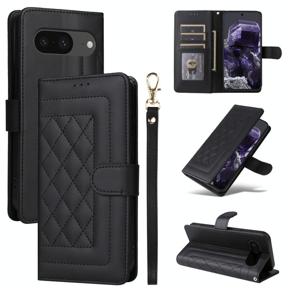 For Google Pixel 8 Diamond Lattice Leather Flip Phone Case(Black)