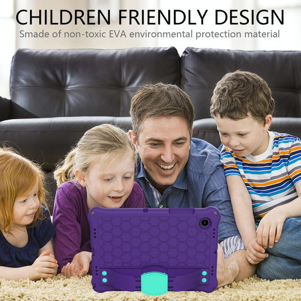 Galaxy Tab A8 10.5 2021 X200/X205 Honeycomb EVA+PC Tablet Case with Strap(Purple+Mint Green)