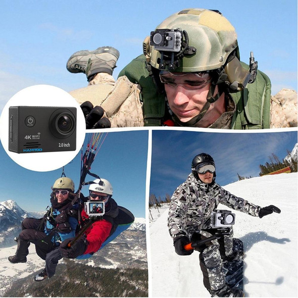 HAMTOD HF60 UHD 4K WiFi 16.0MP Sport Camera with Waterproof Case, Generalplus 4247, 2.0 inch LCD Screen, 120 Degree Wide Angle Lens, with Simple Accessories(White)