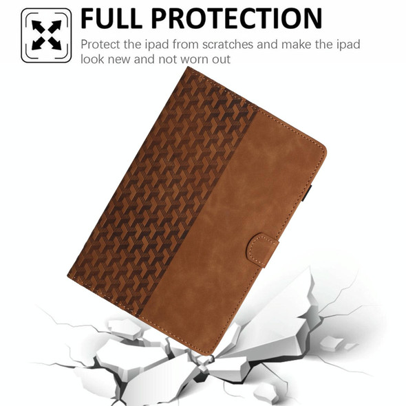 For Lenovo Tab M10 3rd Gen Building Blocks Embossed Leather Smart Tablet Case(Brown)