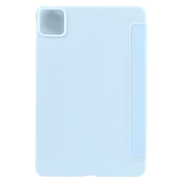 For iPad Air 11 2024 Three-fold Holder Flip Tablet Leather Case(Sky Blue)