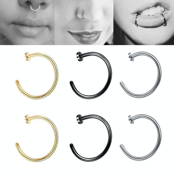 5pcs Stainless Steel Nose Ring Without Hole C-Shape Nose Staple Lip Band Earrings, Size: 1.0 x 8+2(Steel Color)