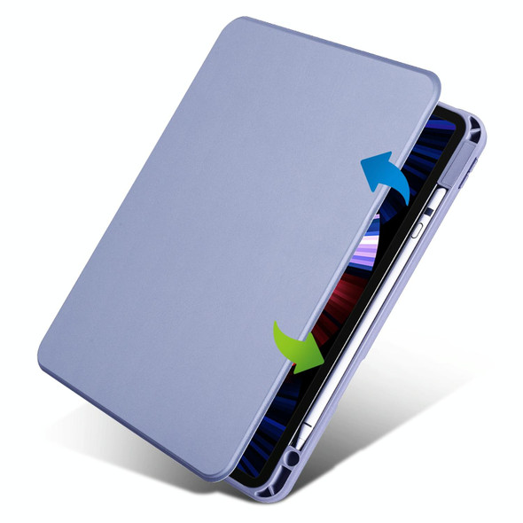 For iPad Air 11 2024 Acrylic 360 Degree Rotation Holder Leather Tablet Case(Lavender Purple)