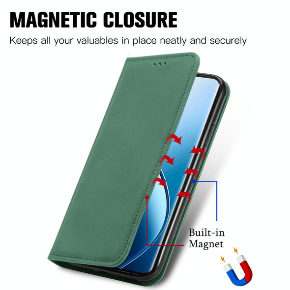 For  Realme 12 Retro Skin Feel Magnetic Flip Leather Phone Case(Black)