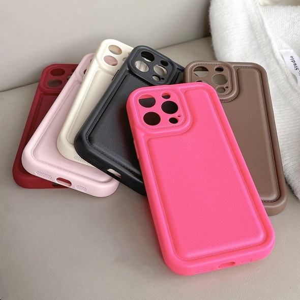 For iPhone 12 Pro Max Frosted Leather Texture TPU Phone Case(Rose Red)