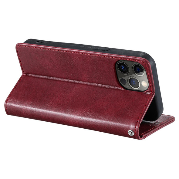 For iPhone 15 Pro Max Simple 6-Card Wallet Leather Phone Case(Wine Red)