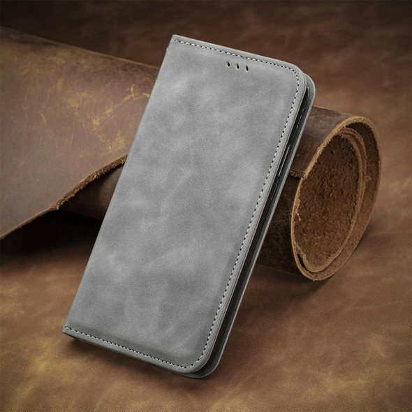 For Sony Xperia 10 V Retro Skin Feel Magnetic Flip Leather Phone Case(Grey)