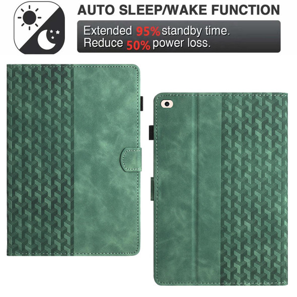 For iPad mini 5 / 4 / 3 / 2 / 1 Building Blocks Embossed Leather Smart Tablet Case(Green)