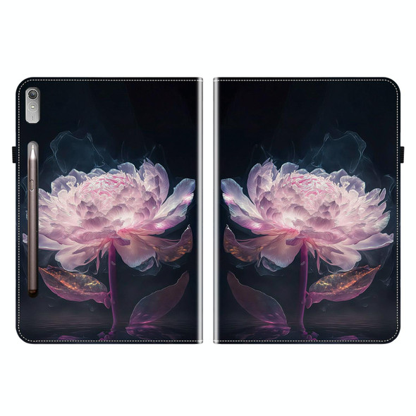 For Lenovo Tab P11 Pro Gen 2 11.2 Crystal Texture Painted Leather Tablet Case(Purple Peony)