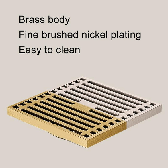 All Copper Brushed Anti-Odor Floor Drain Gravity Copper Core Bathroom Floor Drain, Specification: Round Straight Strip Single Use